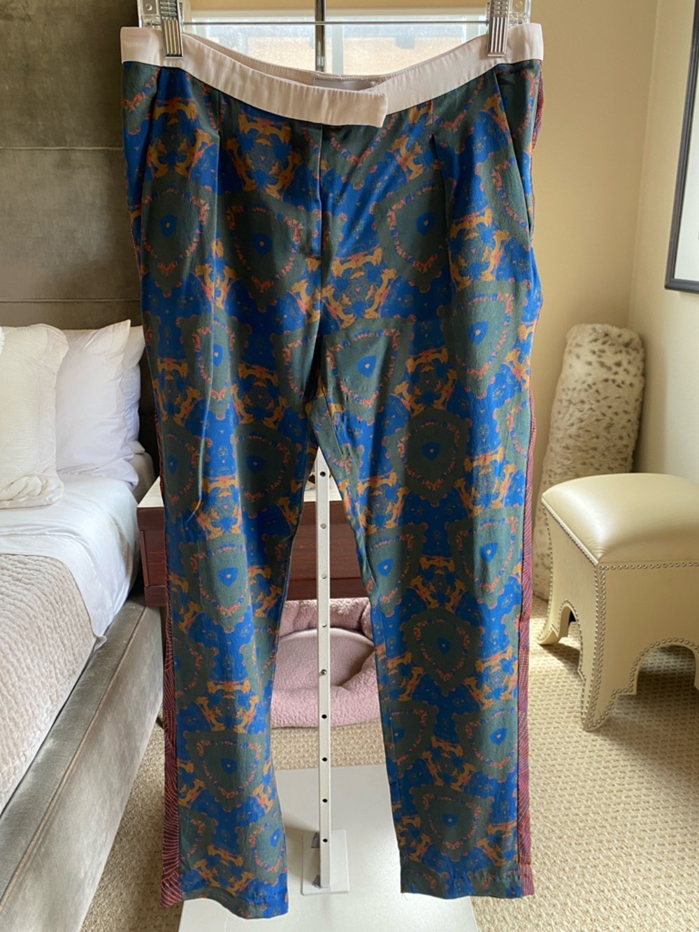A.L.C. Blue and Green Patterned Women's Trousers